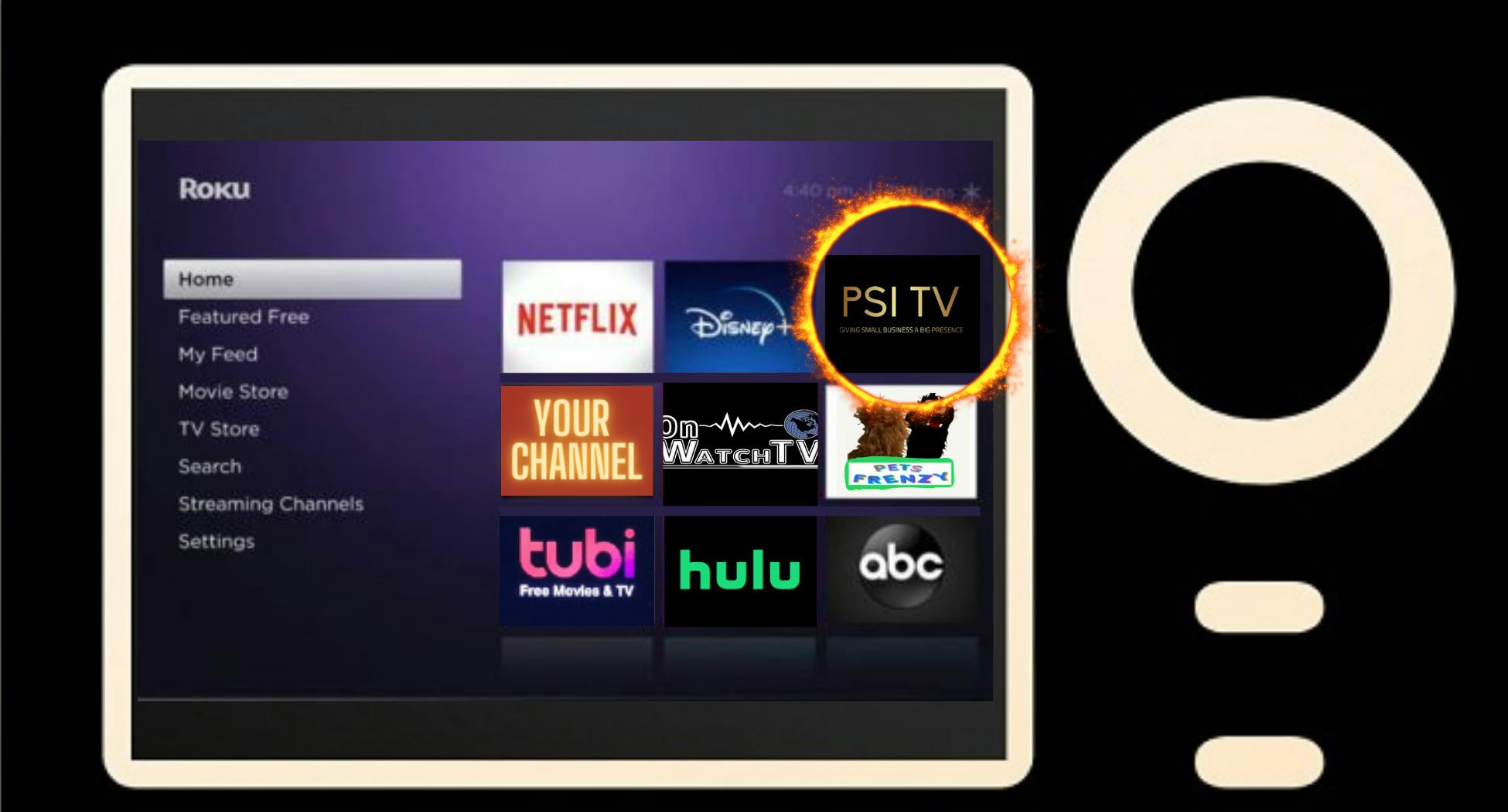 The PSI TV channel on a Roku TV
